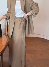 sanna ny linen skirt with wrap overlay soft brown