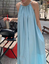 SWING HALTER DRESS BLUE