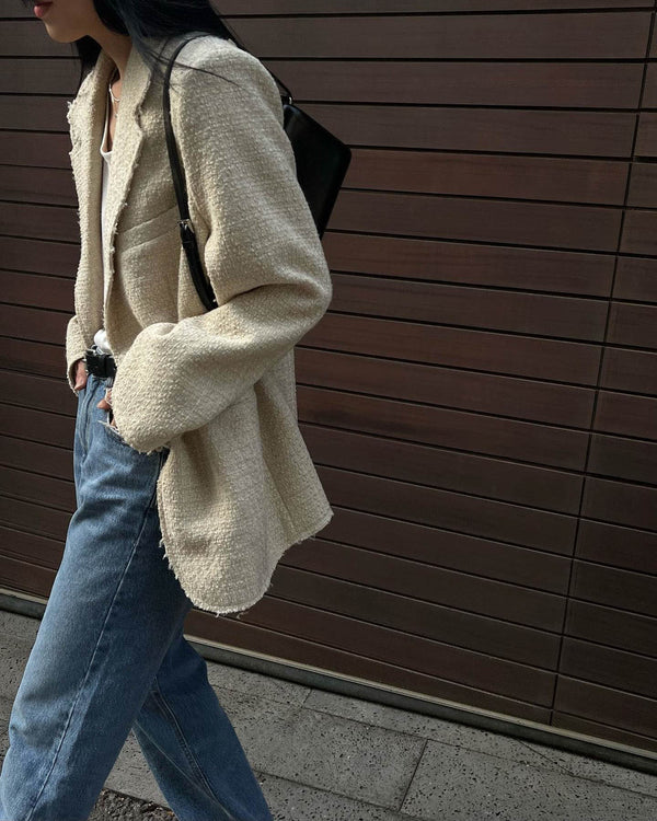 VELOUR TWEED BLAZER IVORY