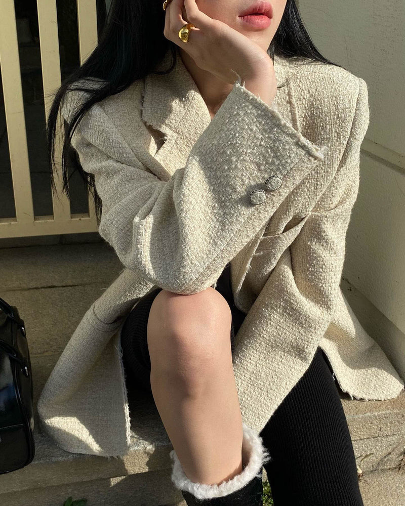 VELOUR TWEED BLAZER IVORY