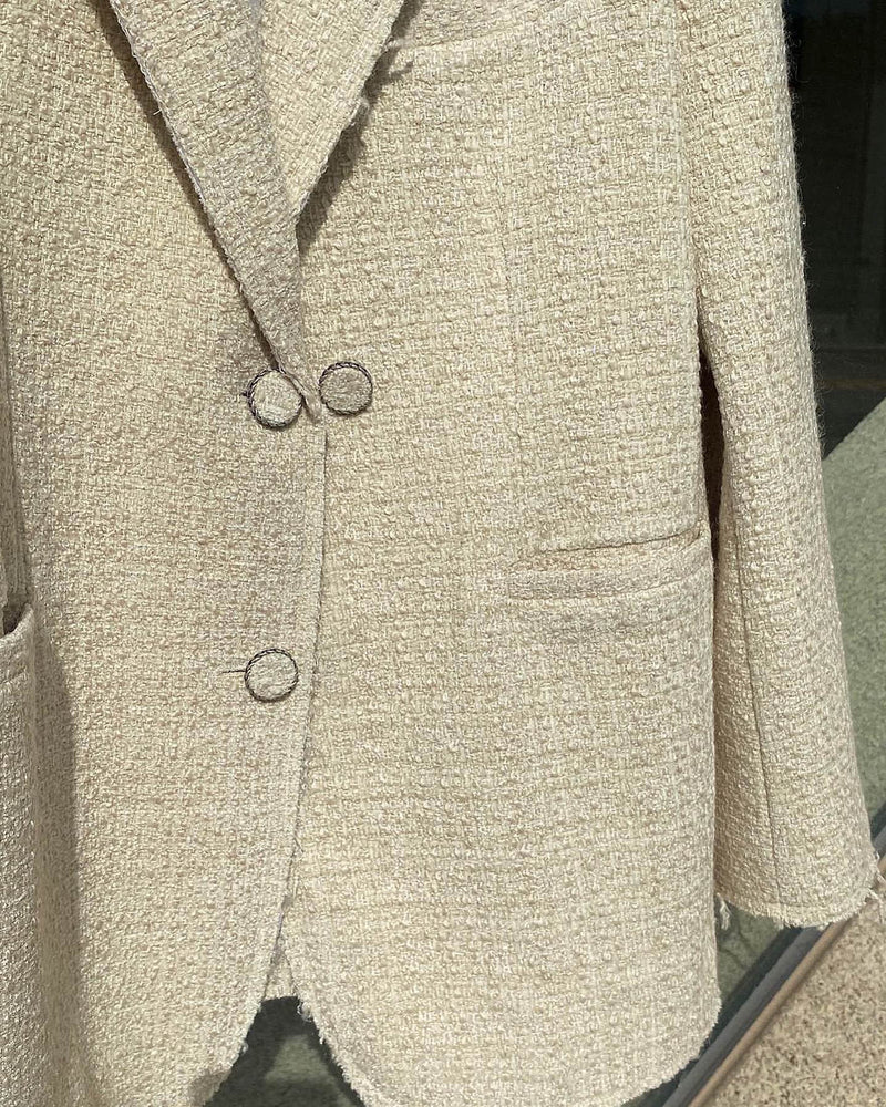 VELOUR TWEED BLAZER IVORY