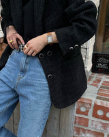 VELOUR TWEED BLAZER DARK NAVY