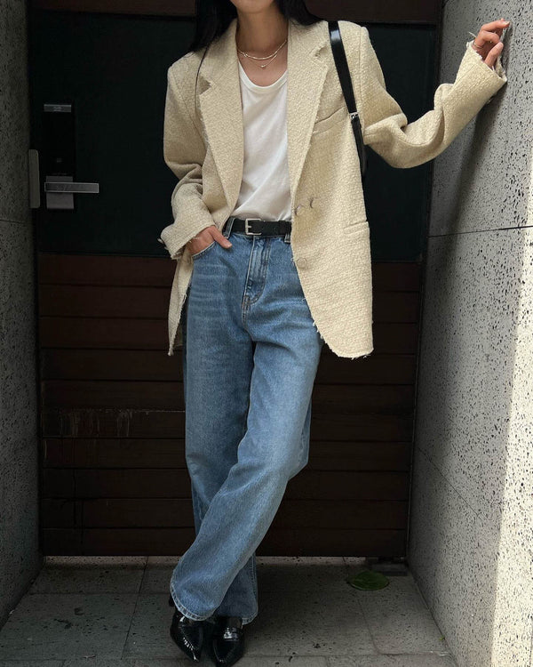 sanna ny velour tweed blazer ivory 
