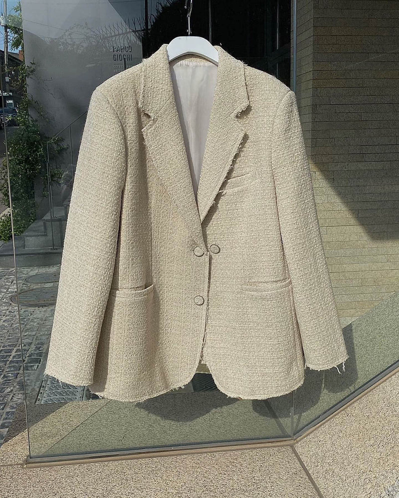 VELOUR TWEED BLAZER IVORY