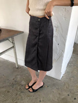 TEXTURED SATIN SKIRT BLACK