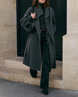 sanna ny chiara wool cashmere coat charcoal 