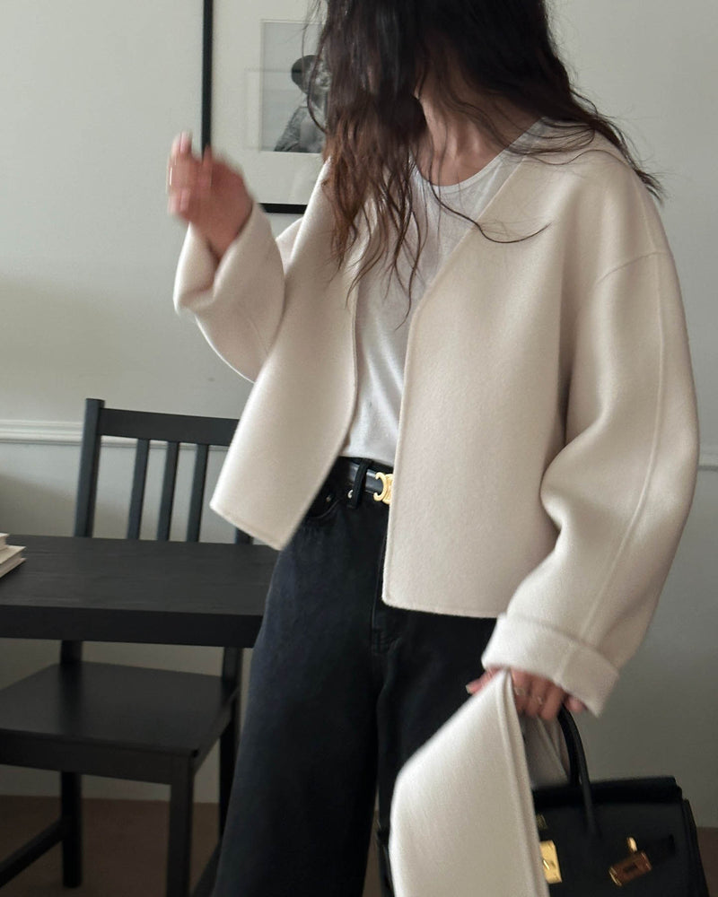 HERA WOOL JACKET WITH SCARF IVORY