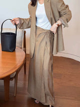LINEN SKIRT WITH WRAP OVERLAY