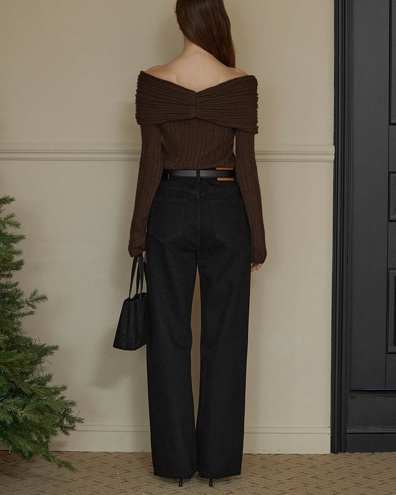 RUCHED OFF SHOULDER KNIT