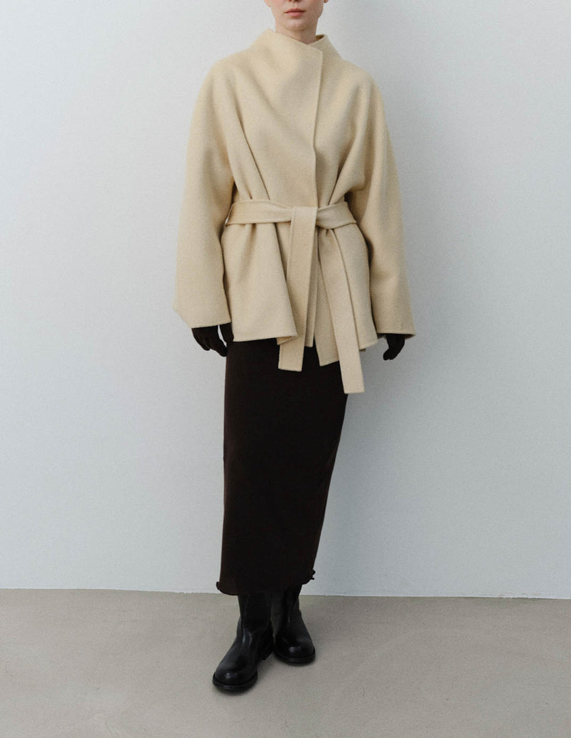 AVERY COAT WITH SCARF IVORY