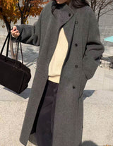 FAYE WOOL FUNNEL NECK COAT GREY