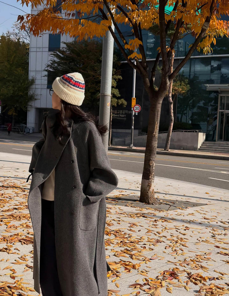 FAYE WOOL FUNNEL NECK COAT GREY