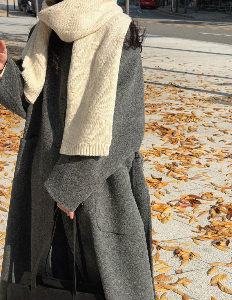 FAYE WOOL FUNNEL NECK COAT GREY