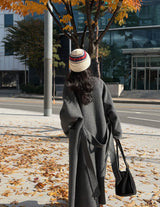 FAYE WOOL FUNNEL NECK COAT GREY