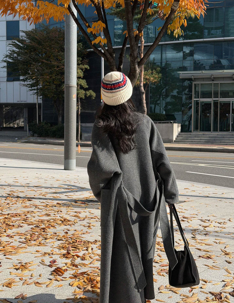 FAYE WOOL FUNNEL NECK COAT GREY