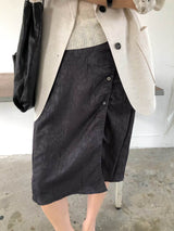 sanna ny textured satin skirt black