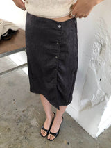 sanna ny textured satin skirt black