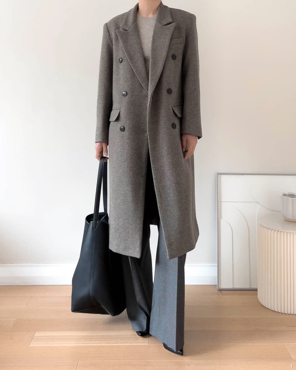 ADRIA SHETLAND TWEED OVERCOAT GREY