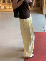 ARDEN PLEATED LINEN TROUSERS SOFT YELLOW