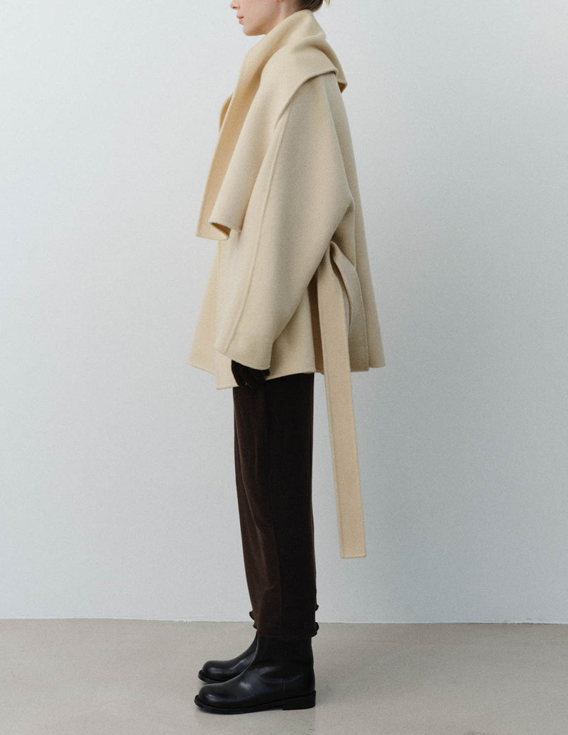 AVERY COAT WITH SCARF IVORY