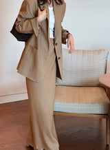 LINEN SKIRT WITH WRAP OVERLAY