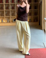 ARDEN PLEATED LINEN TROUSERS SOFT YELLOW