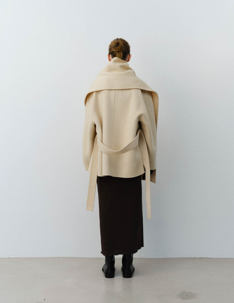 AVERY COAT WITH SCARF IVORY