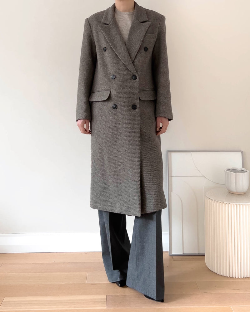 ADRIA SHETLAND TWEED OVERCOAT GREY