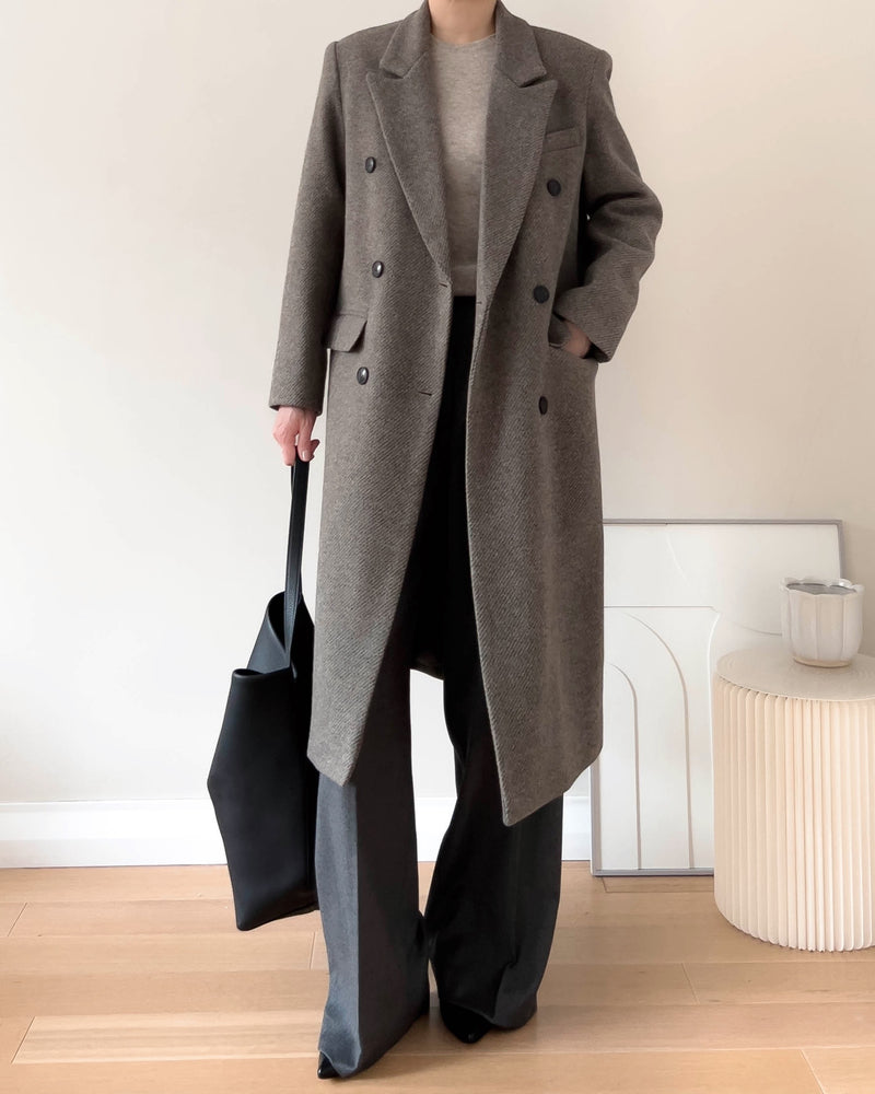 ADRIA SHETLAND TWEED OVERCOAT GREY