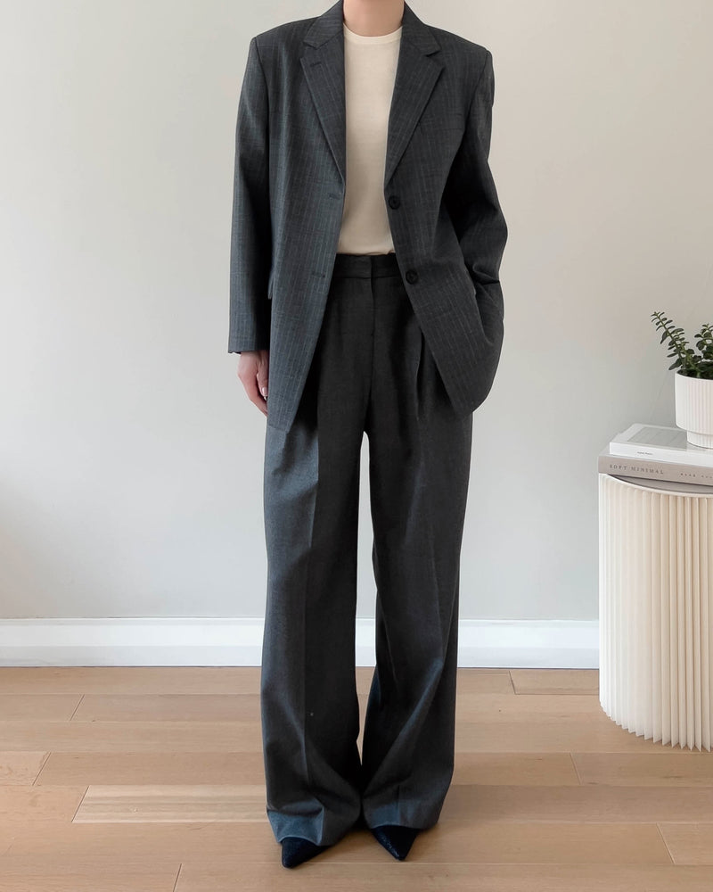 ZOOEY PINSTRIPE BLAZER GREY