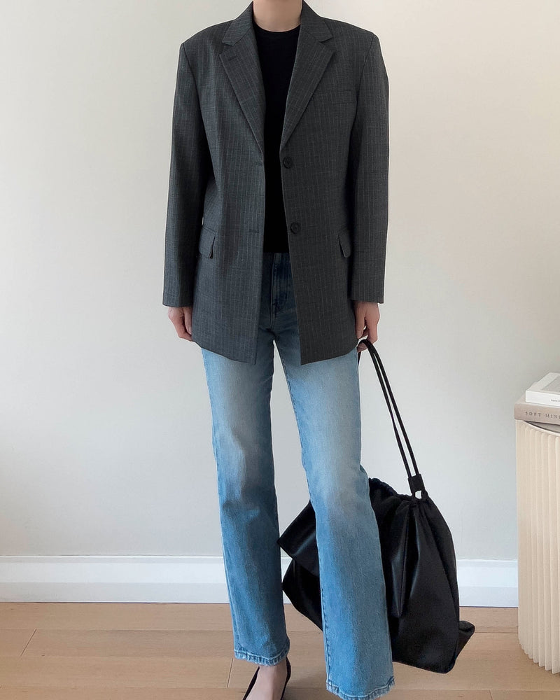 ZOOEY PINSTRIPE BLAZER GREY