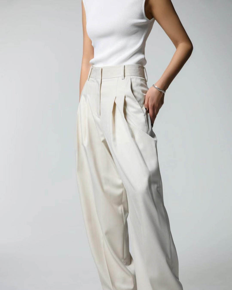 TAMSIN PLEATED TROUSERS IVORY