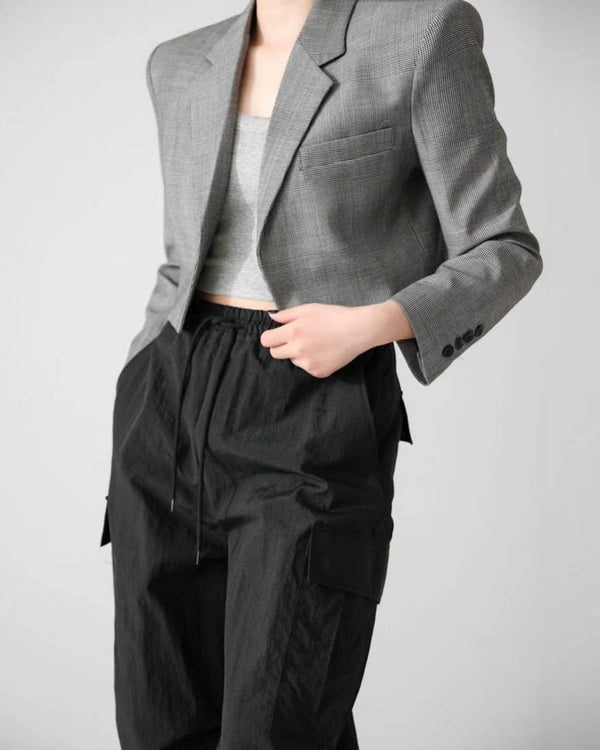 Sanna NY Check crop blazer