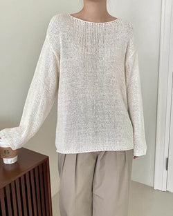 SANNA NY SLOUCHY BOAT NECK KNIT IVORY 