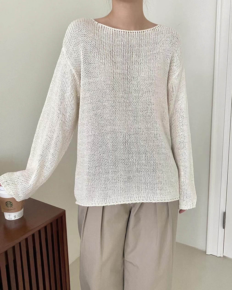 SANNA NY SLOUCHY BOAT NECK KNIT IVORY 