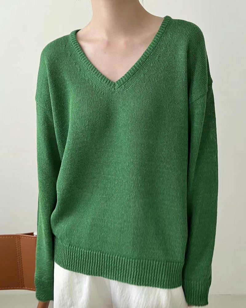 IRIS V NECK KELLY GREEN