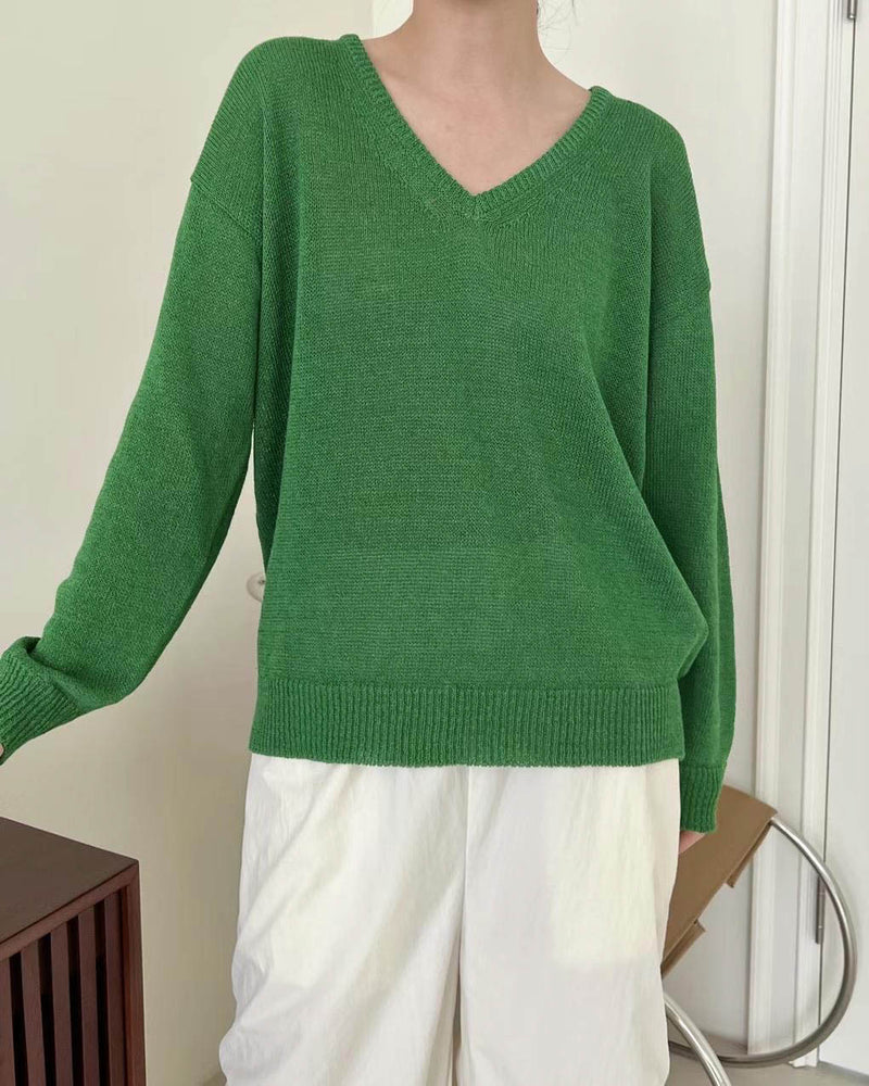 IRIS V NECK KELLY GREEN