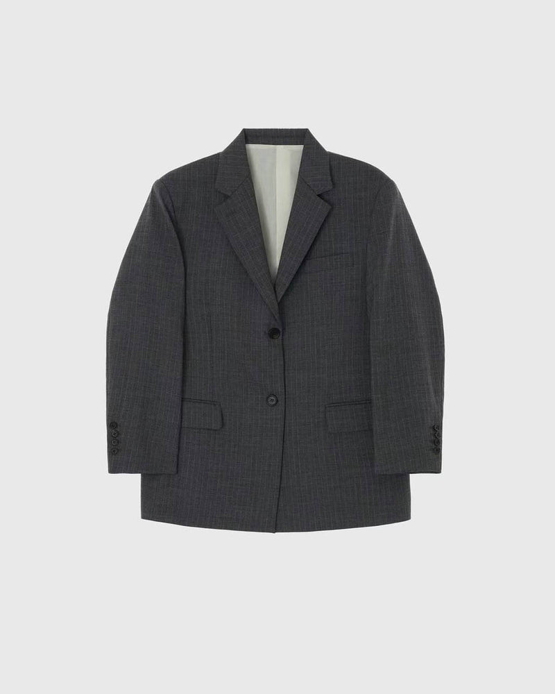 ZOOEY PINSTRIPE BLAZER GREY