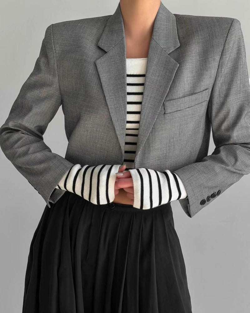 CHECK CROP BLAZER