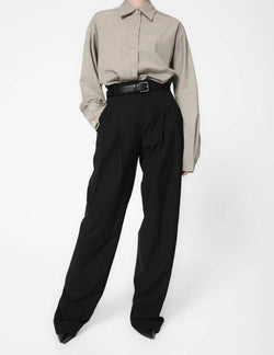 SANNA NY PLEATED WIDE LEG TROUSERS BLACK 