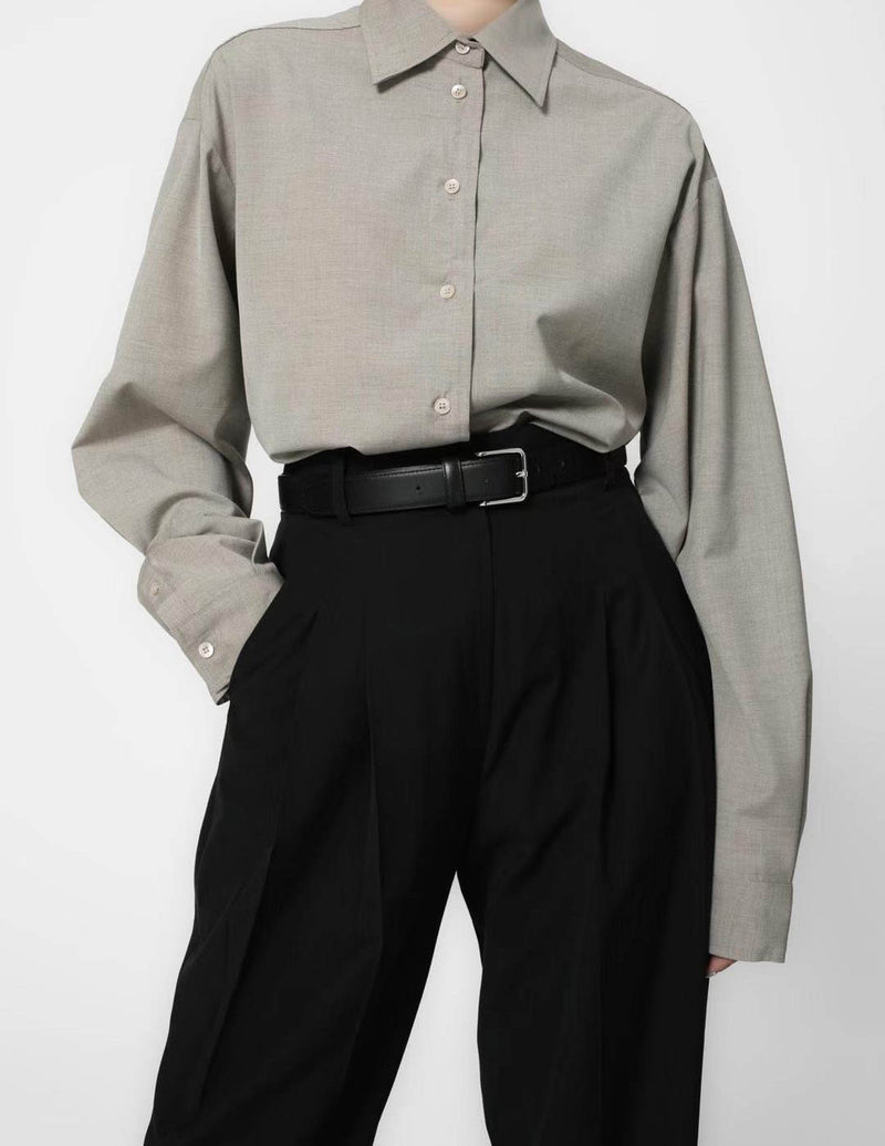 PLEATED WIDE LEG TROUSERS BLACK
