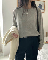 sanna ny marled lightweight wool blend crew