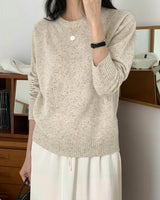 sanna ny marled lightweight crew ecru