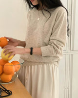MARLED LIGHTWEIGHT WOOL BLEND KNIT ECRU