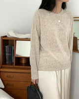 MARLED LIGHTWEIGHT WOOL BLEND KNIT ECRU