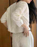 RELAXED LIGHTWEIGHT WOOL BLEND V NECK IVORY