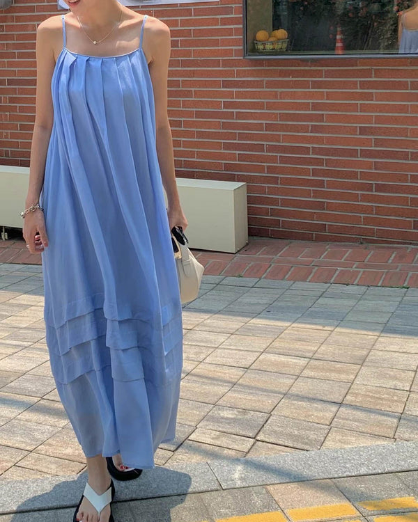 PLEATED FLOUNCE DRESS