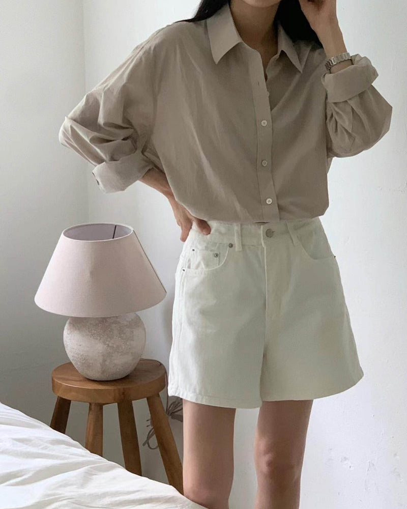 Sanna NY LIghtweight Classic Shirt Soft Beige