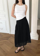 PLEATED MIDI SKIRT BLACK