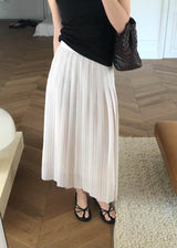SANNA NY PLEATED MIDI SKIRT IVORY
